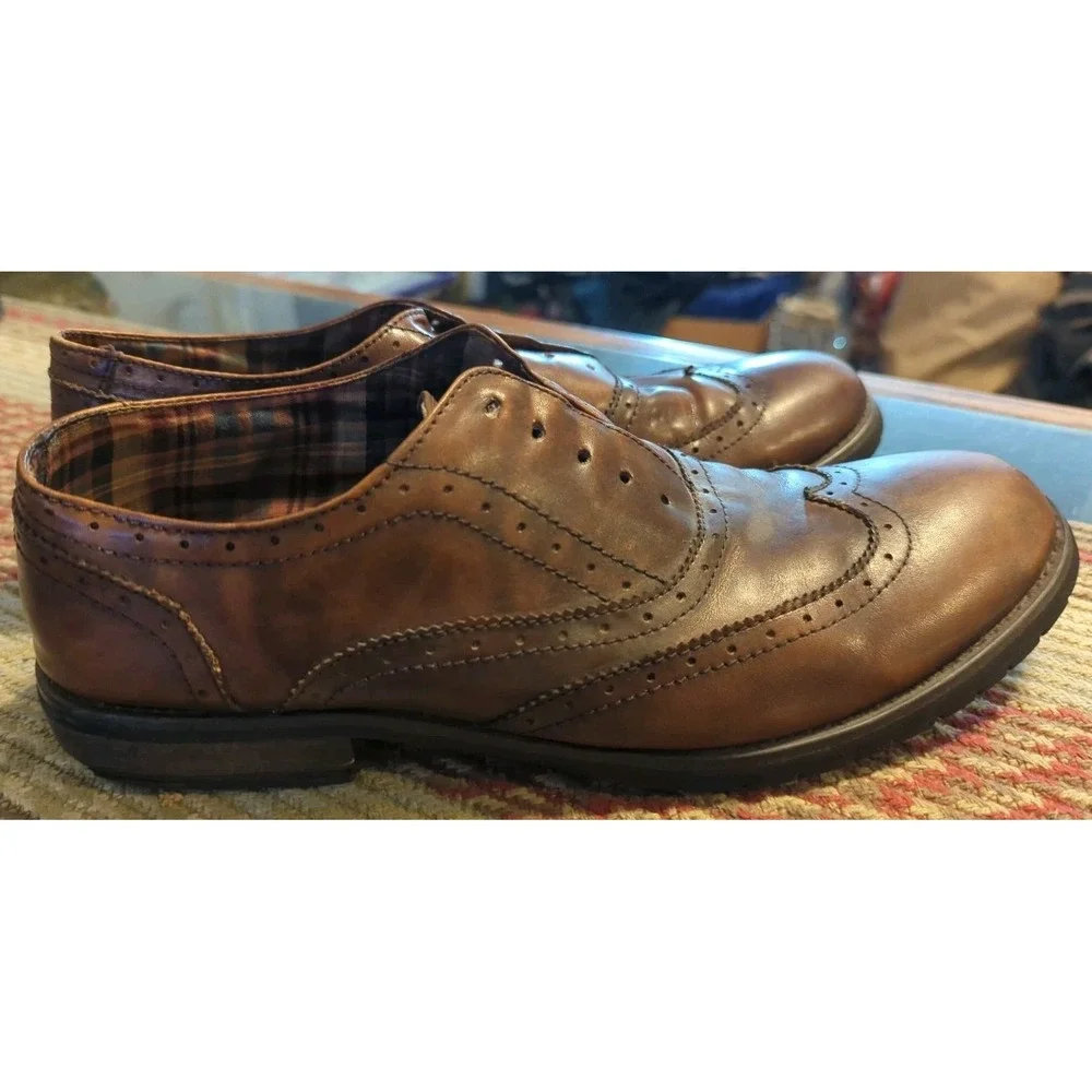 Bed‎ Stu Men's Shoes Size 9.5 Brown Leather Wing Tip Oxfords Comfort Shoes